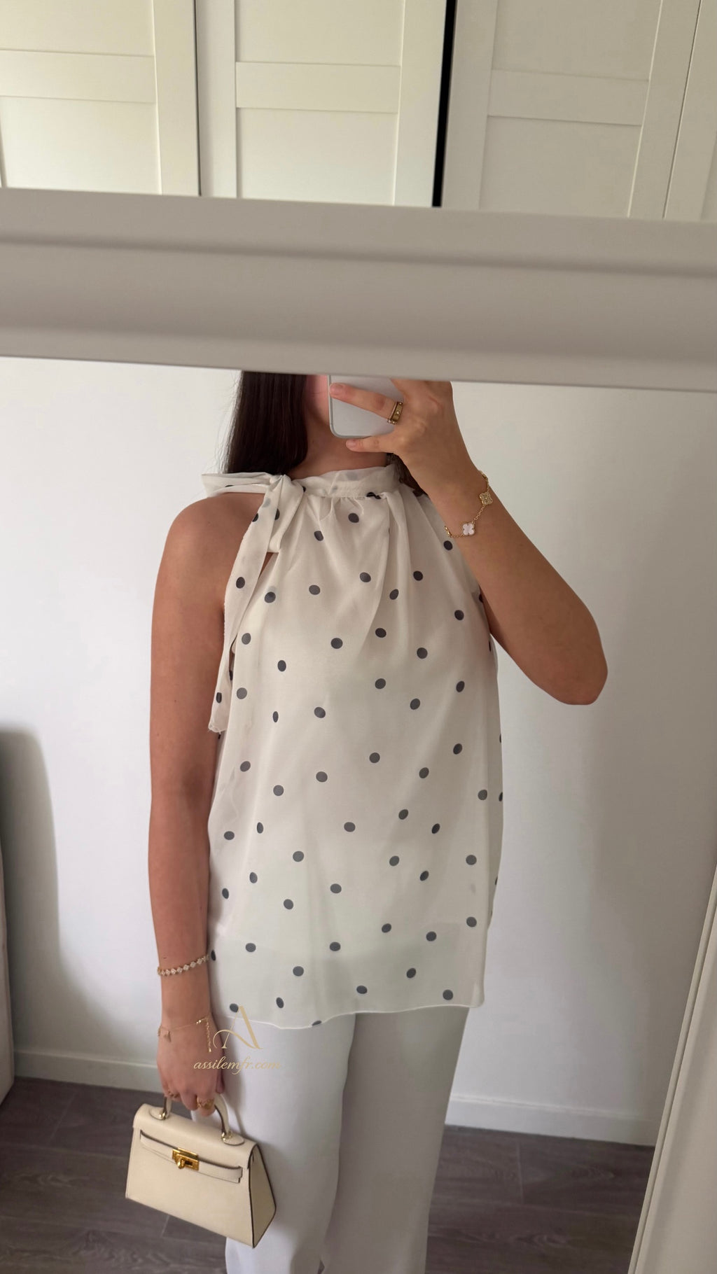 BLOUSE - blanche à pois
