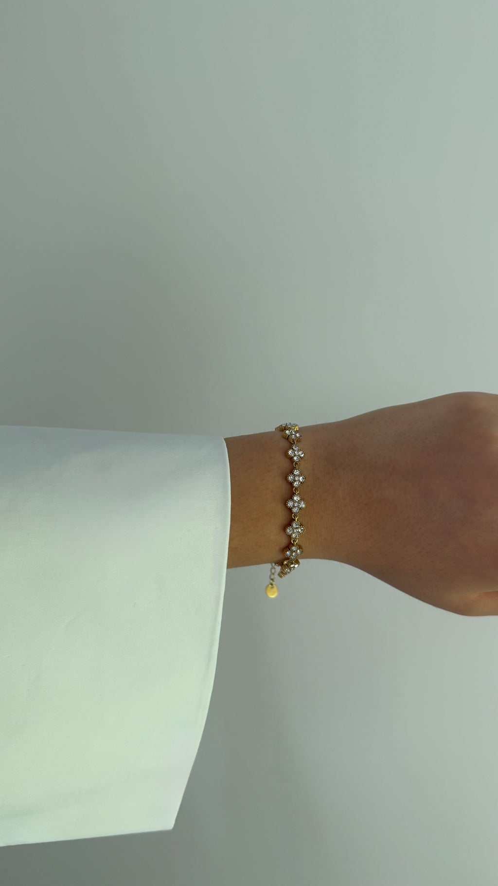 BRACELET - doré trèfle blanc