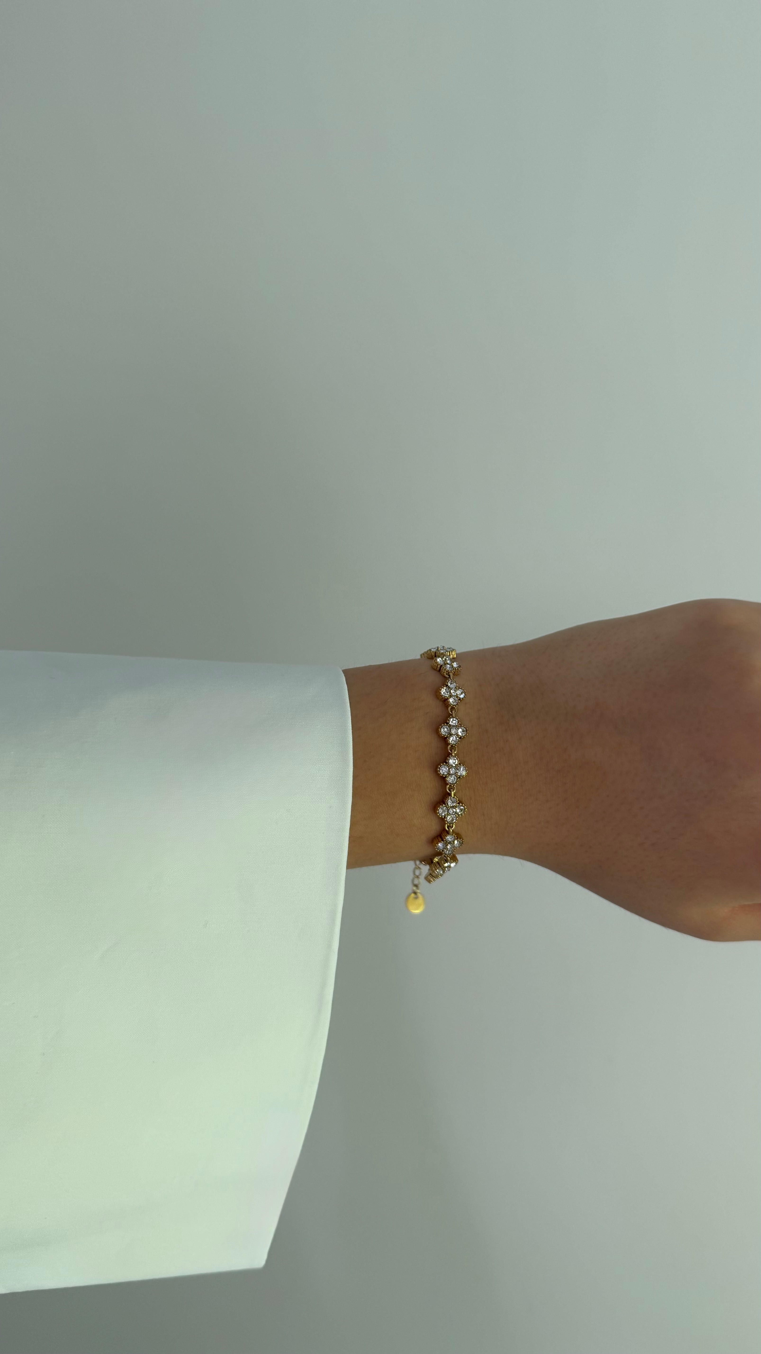 BRACELET - doré trèfle blanc