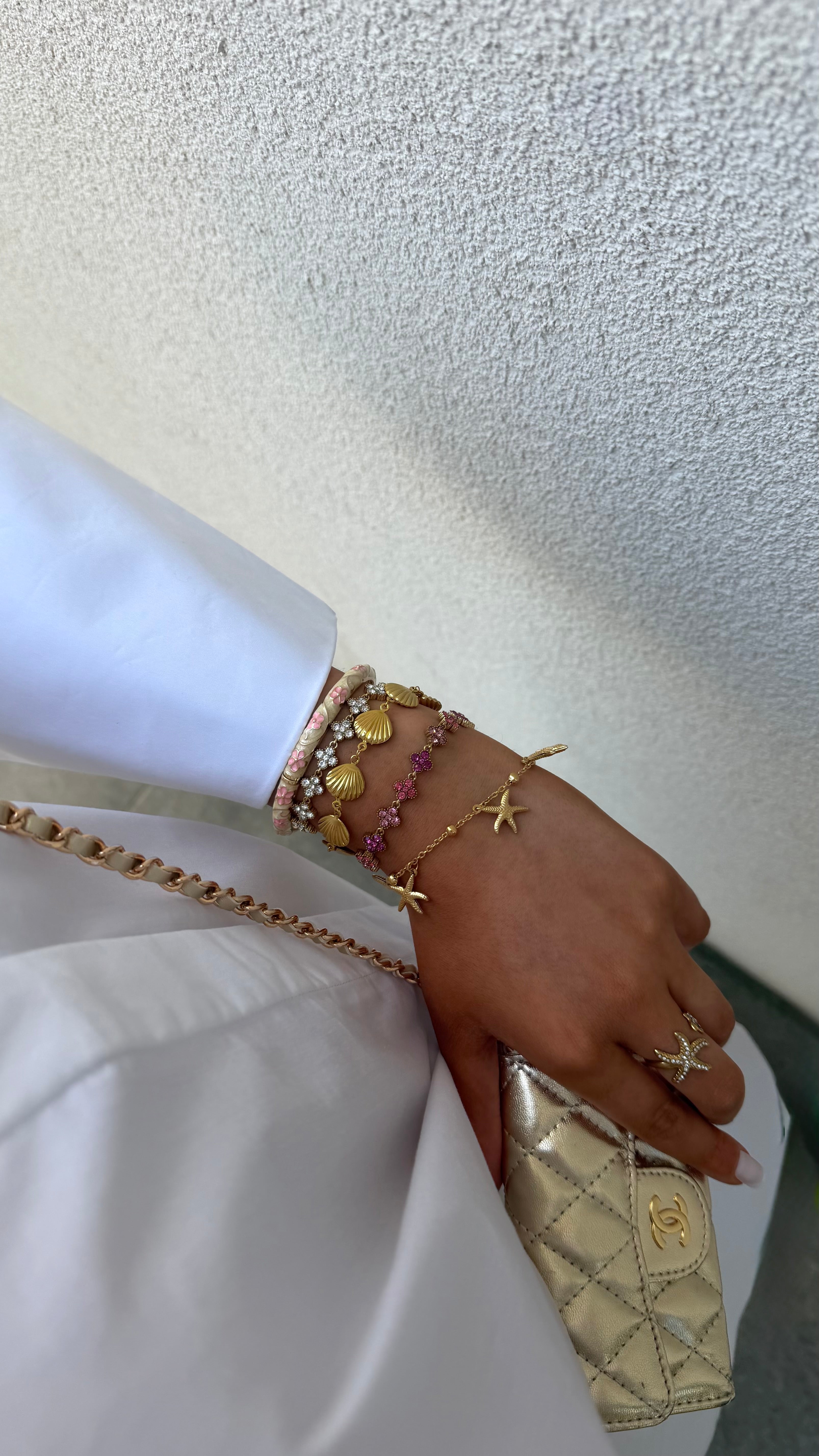 BRACELET - doré trèfle rose