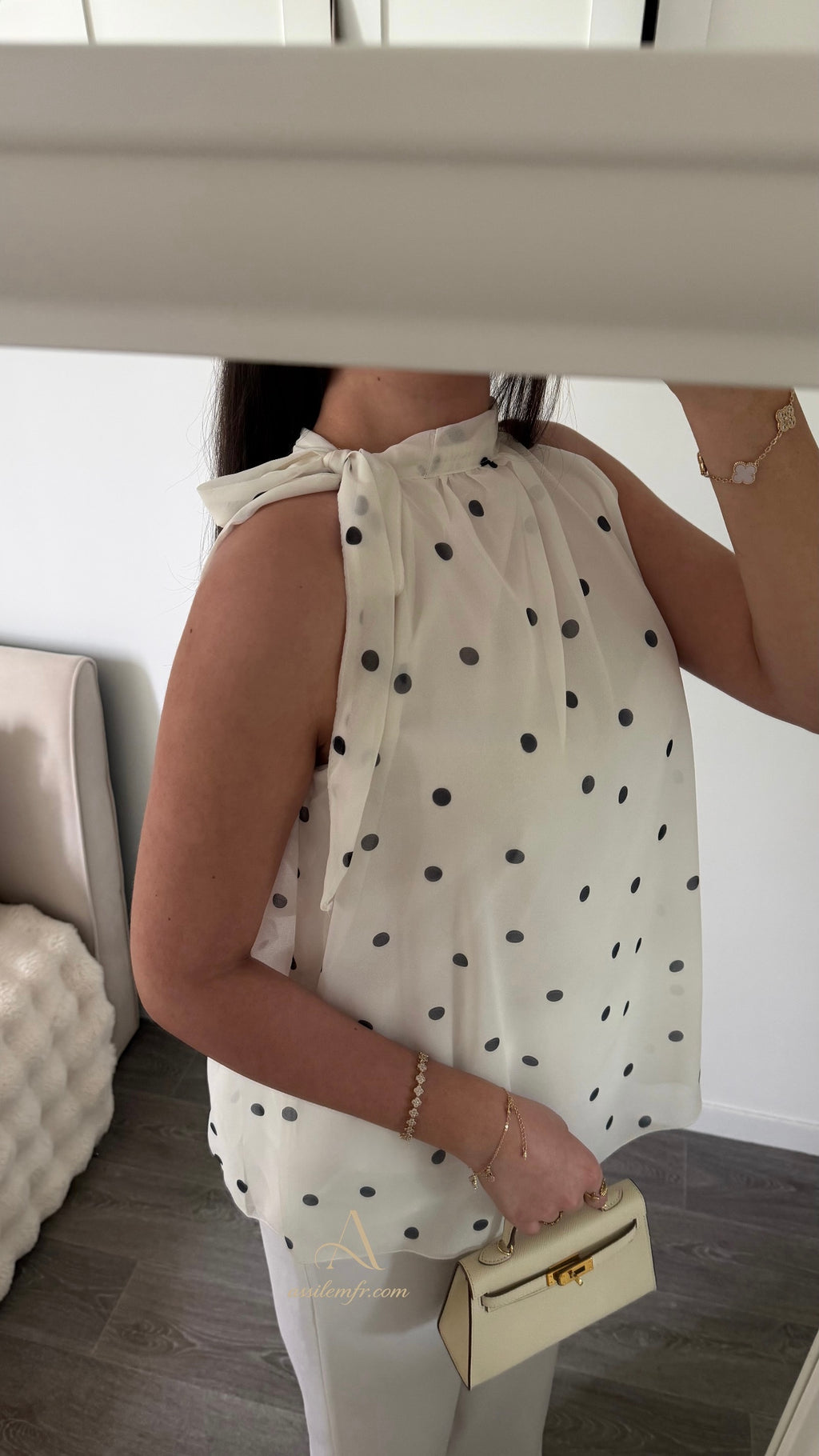 BLOUSE - blanche à pois