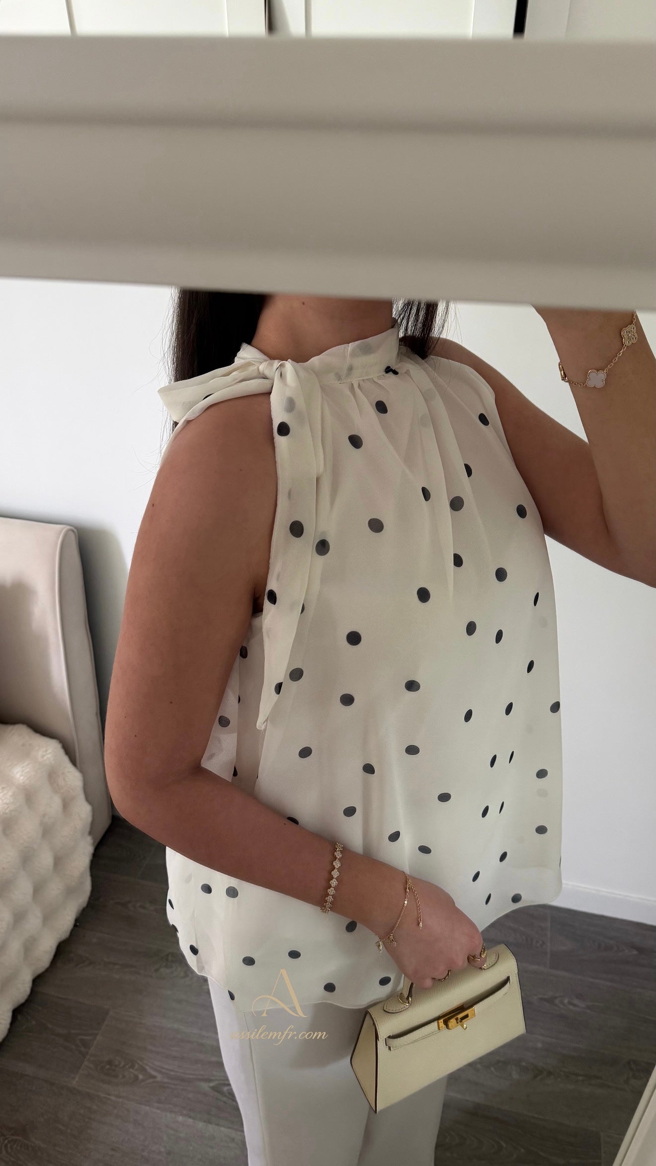 BLOUSE - blanche à pois