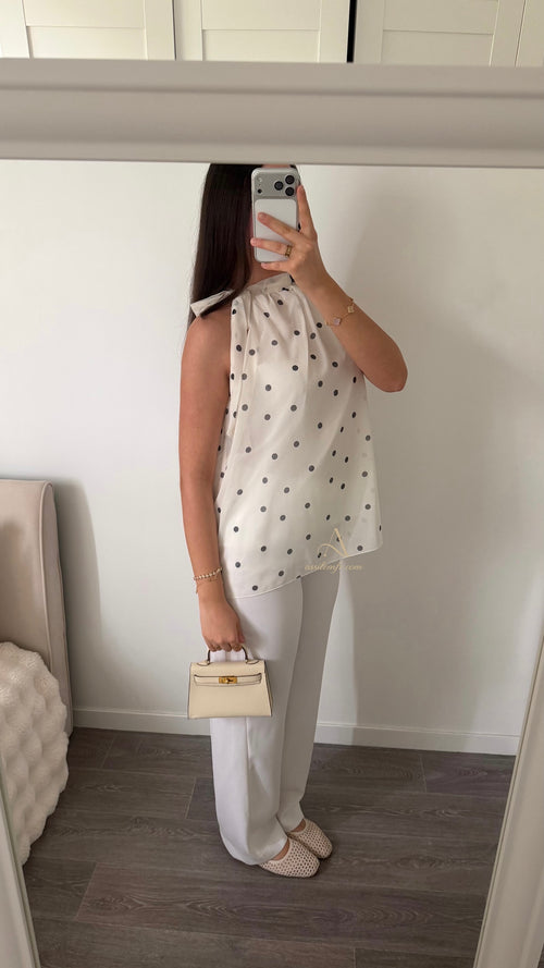 BLOUSE ELODY - blanche à pois