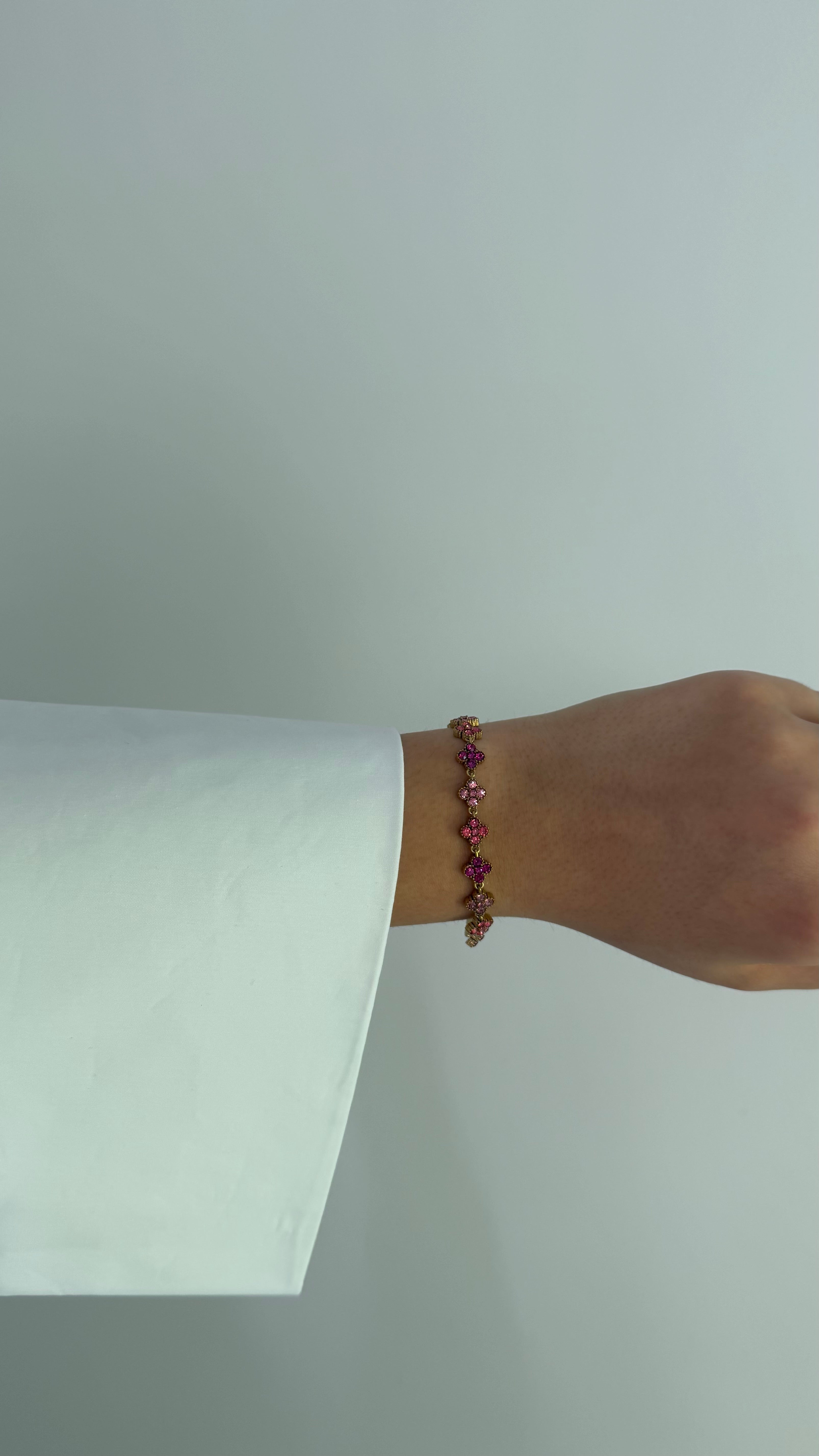 BRACELET - doré trèfle rose